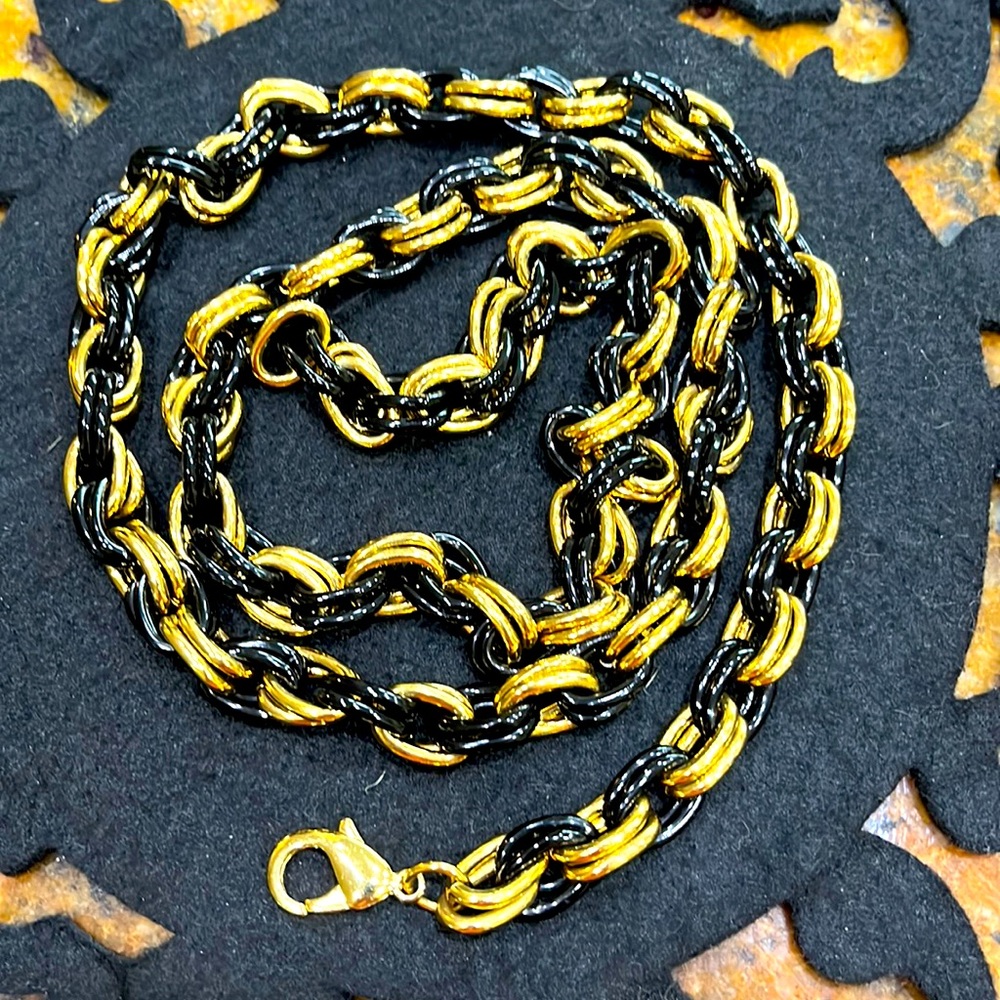 Black & Gold Double Belt/Necklace or Bag strap.
